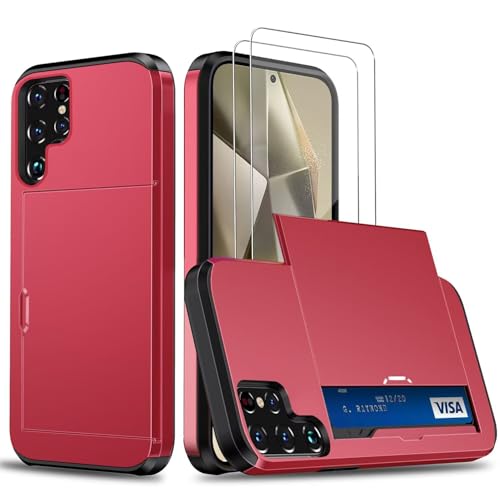 Beajew Handyhülle für Samsung Galaxy S25 Ultra Case +2 Stück Schutzfolie, mit Kartenfach Silikon TPU Handyhülle Dünn Weiche Stoßfest Flexibel Handy Tasche Bumper Brieftasche Case, Rot Beajew Handyhülle für Samsung Galaxy S25 Ultra Case +2 Stück Schutzfolie, mit Kartenfach Silikon TPU Handyhülle Dünn Weiche Stoßfest Flexibel Handy Tasche Bumper Brieftasche Case, Rot von Beajew