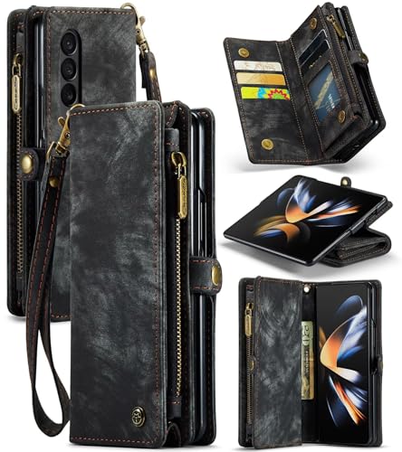 Beajew Handyhülle für Samsung Galaxy Z Fold4, Brieftaschen 2-in-1 Retro Reißverschluss Hülle Premium PU Leder Klapphülle Magnetverschluss Standfunktion Geldbörse Schutzhülle - Schwarz Beajew Handyhülle für Samsung Galaxy Z Fold4, Brieftaschen 2-in-1 Retro Reißverschluss Hülle Premium PU Leder Klapphülle Magnetverschluss Standfunktion Geldbörse Schutzhülle - Schwarz von Beajew