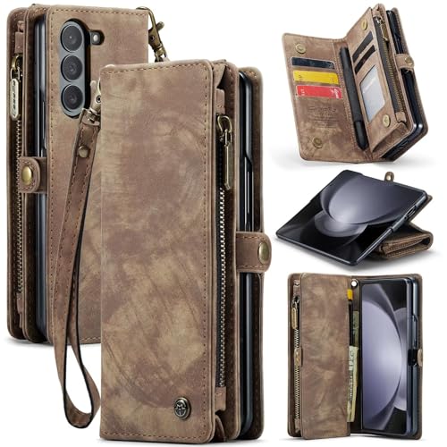 Beajew Handyhülle für Samsung Galaxy Z Fold5, Brieftaschen 2-in-1 Retro Reißverschluss Hülle Premium PU Leder Klapphülle Magnetverschluss Standfunktion Geldbörse Schutzhülle - Braun Beajew Handyhülle für Samsung Galaxy Z Fold5, Brieftaschen 2-in-1 Retro Reißverschluss Hülle Premium PU Leder Klapphülle Magnetverschluss Standfunktion Geldbörse Schutzhülle - Braun von Beajew
