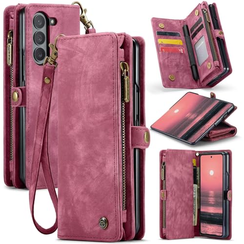 Beajew Handyhülle für Samsung Galaxy Z Fold6, Brieftaschen 2-in-1 Retro Reißverschluss Hülle Premium PU Leder Klapphülle Magnetverschluss Standfunktion Geldbörse Schutzhülle - Rot Beajew Handyhülle für Samsung Galaxy Z Fold6, Brieftaschen 2-in-1 Retro Reißverschluss Hülle Premium PU Leder Klapphülle Magnetverschluss Standfunktion Geldbörse Schutzhülle - Rot von Beajew