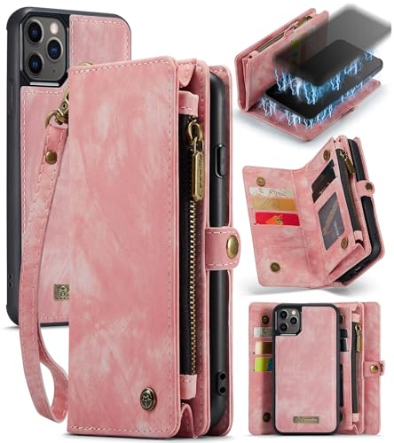 Beajew Handyhülle für iPhone 11 Pro, Brieftaschen 2-in-1 Retro Reißverschluss Hülle Premium PU Leder Klapphülle Magnetverschluss Standfunktion Geldbörse Schutzhülle - Rosa Beajew Handyhülle für iPhone 11 Pro, Brieftaschen 2-in-1 Retro Reißverschluss Hülle Premium PU Leder Klapphülle Magnetverschluss Standfunktion Geldbörse Schutzhülle - Rosa von Beajew