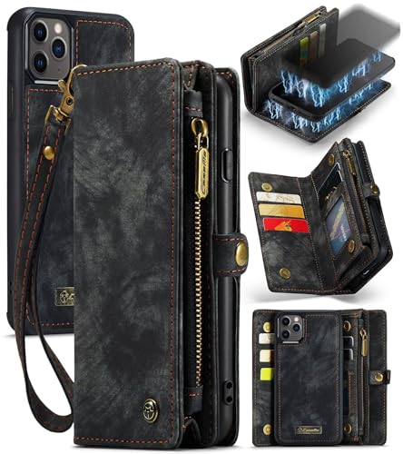 Beajew Handyhülle für iPhone 11 Pro, Caseme Retro Reißverschluss Hülle PU Leder Weiche Klapphülle Magnetverschluss Kartenfach Standfunktion Geldbörse, Schwarz Beajew Handyhülle für iPhone 11 Pro, Caseme Retro Reißverschluss Hülle PU Leder Weiche Klapphülle Magnetverschluss Kartenfach Standfunktion Geldbörse, Schwarz von Beajew