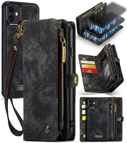 Beajew Handyhülle für iPhone 12 Mini, Caseme Retro Reißverschluss Hülle PU Leder Weiche Klapphülle Magnetverschluss Kartenfach Standfunktion Geldbörse, Schwarz Beajew Handyhülle für iPhone 12 Mini, Caseme Retro Reißverschluss Hülle PU Leder Weiche Klapphülle Magnetverschluss Kartenfach Standfunktion Geldbörse, Schwarz von Beajew