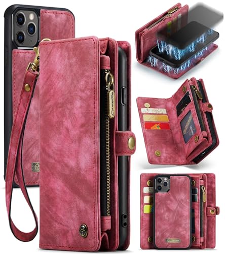 Beajew Handyhülle für iPhone 12 Pro Max, Caseme Retro Reißverschluss Hülle PU Leder Weiche Klapphülle Magnetverschluss Kartenfach Standfunktion Geldbörse, Rot Beajew Handyhülle für iPhone 12 Pro Max, Caseme Retro Reißverschluss Hülle PU Leder Weiche Klapphülle Magnetverschluss Kartenfach Standfunktion Geldbörse, Rot von Beajew