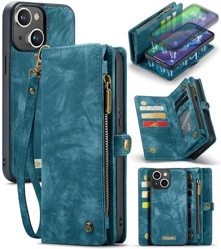 Beajew Handyhülle für iPhone 14 Plus, Caseme Retro Reißverschluss Hülle PU Leder Weiche Klapphülle Magnetverschluss Kartenfach Standfunktion Geldbörse, Blau Beajew Handyhülle für iPhone 14 Plus, Caseme Retro Reißverschluss Hülle PU Leder Weiche Klapphülle Magnetverschluss Kartenfach Standfunktion Geldbörse, Blau von Beajew