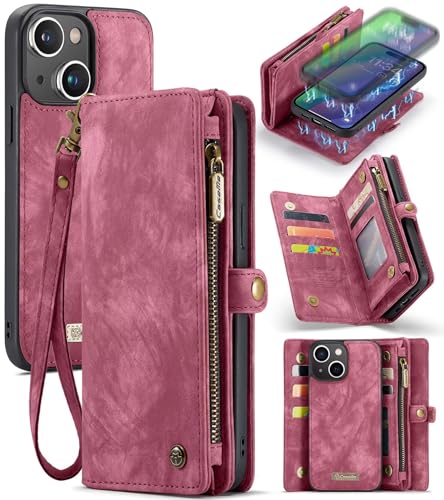 Beajew Handyhülle für iPhone 15 Plus, Caseme Retro Reißverschluss Hülle PU Leder Weiche Klapphülle Magnetverschluss Kartenfach Standfunktion Geldbörse, Rot Beajew Handyhülle für iPhone 15 Plus, Caseme Retro Reißverschluss Hülle PU Leder Weiche Klapphülle Magnetverschluss Kartenfach Standfunktion Geldbörse, Rot von Beajew