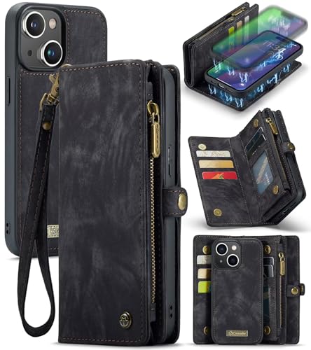Beajew Handyhülle für iPhone 15 Plus, Caseme Retro Reißverschluss Hülle PU Leder Weiche Klapphülle Magnetverschluss Kartenfach Standfunktion Geldbörse, Schwarz Beajew Handyhülle für iPhone 15 Plus, Caseme Retro Reißverschluss Hülle PU Leder Weiche Klapphülle Magnetverschluss Kartenfach Standfunktion Geldbörse, Schwarz von Beajew