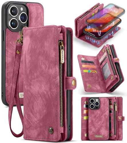 Beajew Handyhülle für iPhone 15 Pro Max, Caseme Retro Reißverschluss Hülle PU Leder Weiche Klapphülle Magnetverschluss Kartenfach Standfunktion Geldbörse, Rot Beajew Handyhülle für iPhone 15 Pro Max, Caseme Retro Reißverschluss Hülle PU Leder Weiche Klapphülle Magnetverschluss Kartenfach Standfunktion Geldbörse, Rot von Beajew
