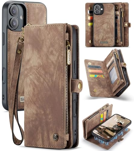 Beajew Handyhülle für iPhone 16 Plus, Brieftaschen 2-in-1 Retro Reißverschluss Hülle Premium PU Leder Klapphülle Magnetverschluss Standfunktion Geldbörse Schutzhülle - Braun Beajew Handyhülle für iPhone 16 Plus, Brieftaschen 2-in-1 Retro Reißverschluss Hülle Premium PU Leder Klapphülle Magnetverschluss Standfunktion Geldbörse Schutzhülle - Braun von Beajew