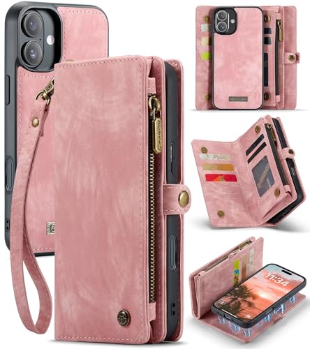 Beajew Handyhülle für iPhone 16 Plus, Brieftaschen 2-in-1 Retro Reißverschluss Hülle Premium PU Leder Klapphülle Magnetverschluss Standfunktion Geldbörse Schutzhülle - Rosa Beajew Handyhülle für iPhone 16 Plus, Brieftaschen 2-in-1 Retro Reißverschluss Hülle Premium PU Leder Klapphülle Magnetverschluss Standfunktion Geldbörse Schutzhülle - Rosa von Beajew