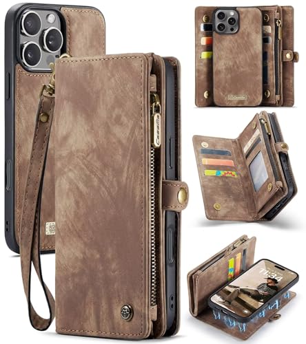 Beajew Handyhülle für iPhone 16 Pro, Caseme Retro Reißverschluss Hülle PU Leder Weiche Klapphülle Magnetverschluss Kartenfach Standfunktion Geldbörse, Braun Beajew Handyhülle für iPhone 16 Pro, Caseme Retro Reißverschluss Hülle PU Leder Weiche Klapphülle Magnetverschluss Kartenfach Standfunktion Geldbörse, Braun von Beajew