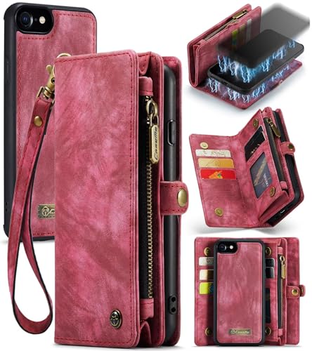 Beajew Handyhülle für iPhone 16E/iPhone SE4 2025, Brieftaschen 2-in-1 Retro Reißverschluss Hülle Premium PU Leder Klapphülle Magnetverschluss Standfunktion Geldbörse Schutzhülle - Rot Beajew Handyhülle für iPhone 16E/iPhone SE4 2025, Brieftaschen 2-in-1 Retro Reißverschluss Hülle Premium PU Leder Klapphülle Magnetverschluss Standfunktion Geldbörse Schutzhülle - Rot von Beajew