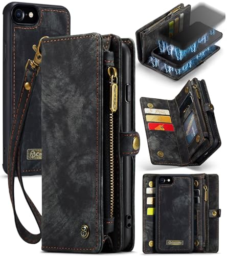 Beajew Handyhülle für iPhone 16E/iPhone SE4 2025, Brieftaschen 2-in-1 Retro Reißverschluss Hülle Premium PU Leder Klapphülle Magnetverschluss Standfunktion Geldbörse Schutzhülle - Schwarz Beajew Handyhülle für iPhone 16E/iPhone SE4 2025, Brieftaschen 2-in-1 Retro Reißverschluss Hülle Premium PU Leder Klapphülle Magnetverschluss Standfunktion Geldbörse Schutzhülle - Schwarz von Beajew