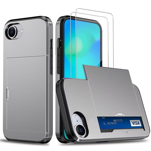 Beajew Handyhülle für iPhone 16E/iPhone SE4 2025 Case +2 Stück Schutzfolie, mit Kartenfach Silikon TPU Handyhülle Dünn Weiche Stoßfest Flexibel Handy Tasche Bumper Brieftasche Case, Grau Beajew Handyhülle für iPhone 16E/iPhone SE4 2025 Case +2 Stück Schutzfolie, mit Kartenfach Silikon TPU Handyhülle Dünn Weiche Stoßfest Flexibel Handy Tasche Bumper Brieftasche Case, Grau von Beajew