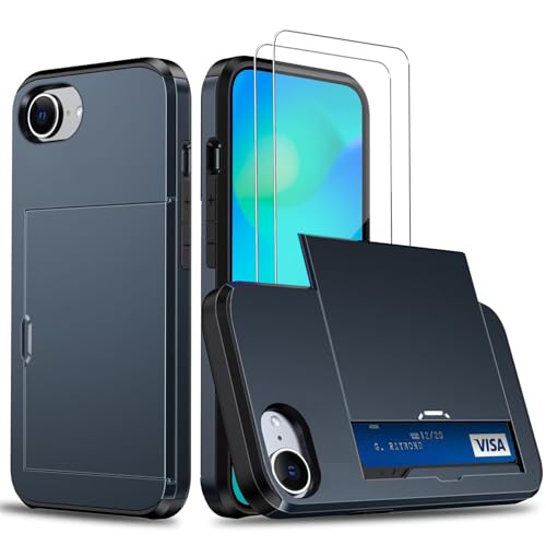 Beajew Handyhülle für iPhone 16E/iPhone SE4 2025 Case +2 Stück Schutzfolie, mit Kartenfach Silikon TPU Handyhülle Dünn Weiche Stoßfest Flexibel Handy Tasche Bumper Brieftasche Case, Marineblau Beajew Handyhülle für iPhone 16E/iPhone SE4 2025 Case +2 Stück Schutzfolie, mit Kartenfach Silikon TPU Handyhülle Dünn Weiche Stoßfest Flexibel Handy Tasche Bumper Brieftasche Case, Marineblau von Beajew
