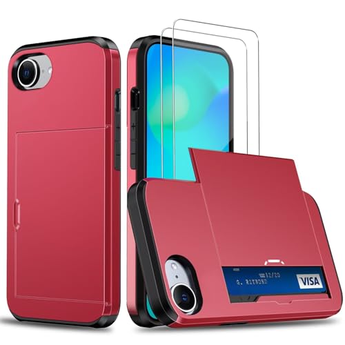 Beajew Handyhülle für iPhone 16E/iPhone SE4 2025 Case +2 Stück Schutzfolie, mit Kartenfach Silikon TPU Handyhülle Dünn Weiche Stoßfest Flexibel Handy Tasche Bumper Brieftasche Case, Rot Beajew Handyhülle für iPhone 16E/iPhone SE4 2025 Case +2 Stück Schutzfolie, mit Kartenfach Silikon TPU Handyhülle Dünn Weiche Stoßfest Flexibel Handy Tasche Bumper Brieftasche Case, Rot von Beajew