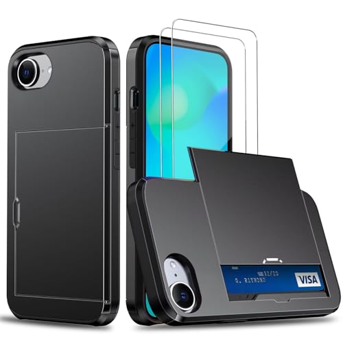 Beajew Handyhülle für iPhone 16E/iPhone SE4 2025 Case +2 Stück Schutzfolie, mit Kartenfach Silikon TPU Handyhülle Dünn Weiche Stoßfest Flexibel Handy Tasche Bumper Brieftasche Case, Schwarz Beajew Handyhülle für iPhone 16E/iPhone SE4 2025 Case +2 Stück Schutzfolie, mit Kartenfach Silikon TPU Handyhülle Dünn Weiche Stoßfest Flexibel Handy Tasche Bumper Brieftasche Case, Schwarz von Beajew