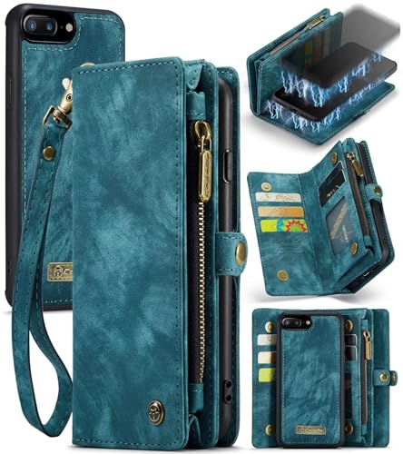 Beajew Handyhülle für iPhone 6 Plus/iPhone 7 Plus/8 Plus, Brieftaschen 2-in-1 Retro Reißverschluss Hülle Premium PU Leder Klapphülle Magnetverschluss Standfunktion Geldbörse Schutzhülle - Blau Beajew Handyhülle für iPhone 6 Plus/iPhone 7 Plus/8 Plus, Brieftaschen 2-in-1 Retro Reißverschluss Hülle Premium PU Leder Klapphülle Magnetverschluss Standfunktion Geldbörse Schutzhülle - Blau von Beajew