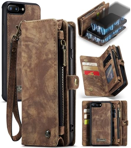 Beajew Handyhülle für iPhone 6 Plus/iPhone 7 Plus/8 Plus, Brieftaschen 2-in-1 Retro Reißverschluss Hülle Premium PU Leder Klapphülle Magnetverschluss Standfunktion Geldbörse Schutzhülle - Braun Beajew Handyhülle für iPhone 6 Plus/iPhone 7 Plus/8 Plus, Brieftaschen 2-in-1 Retro Reißverschluss Hülle Premium PU Leder Klapphülle Magnetverschluss Standfunktion Geldbörse Schutzhülle - Braun von Beajew