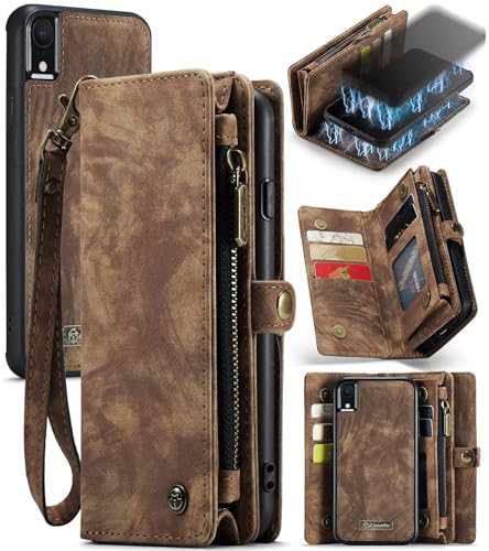 Beajew Handyhülle für iPhone XR, Brieftaschen 2-in-1 Retro Reißverschluss Hülle Premium PU Leder Klapphülle Magnetverschluss Standfunktion Geldbörse Schutzhülle - Braun Beajew Handyhülle für iPhone XR, Brieftaschen 2-in-1 Retro Reißverschluss Hülle Premium PU Leder Klapphülle Magnetverschluss Standfunktion Geldbörse Schutzhülle - Braun von Beajew