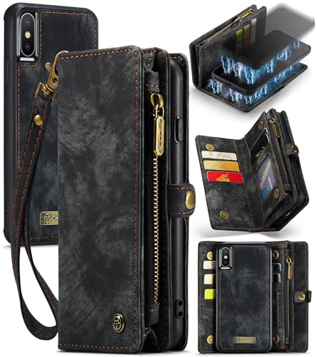 Beajew Handyhülle für iPhone XR, Caseme Retro Reißverschluss Hülle PU Leder Weiche Klapphülle Magnetverschluss Kartenfach Standfunktion Geldbörse, Schwarz Beajew Handyhülle für iPhone XR, Caseme Retro Reißverschluss Hülle PU Leder Weiche Klapphülle Magnetverschluss Kartenfach Standfunktion Geldbörse, Schwarz von Beajew