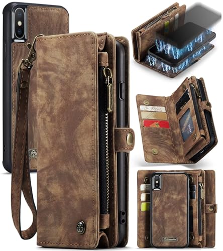 Beajew Handyhülle für iPhone XS Max, Brieftaschen 2-in-1 Retro Reißverschluss Hülle Premium PU Leder Klapphülle Magnetverschluss Standfunktion Geldbörse Schutzhülle - Braun Beajew Handyhülle für iPhone XS Max, Brieftaschen 2-in-1 Retro Reißverschluss Hülle Premium PU Leder Klapphülle Magnetverschluss Standfunktion Geldbörse Schutzhülle - Braun von Beajew