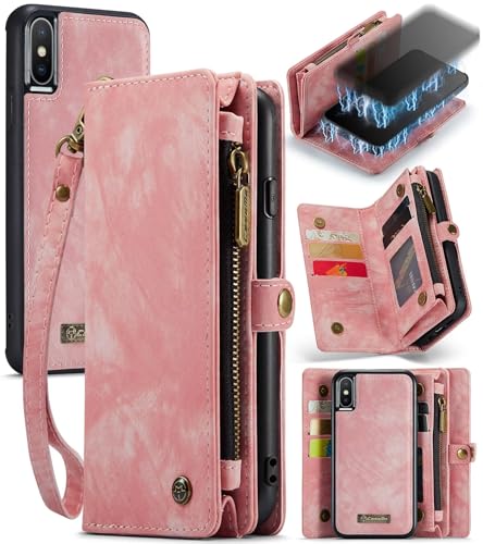 Beajew Handyhülle für iPhone XS Max, Brieftaschen 2-in-1 Retro Reißverschluss Hülle Premium PU Leder Klapphülle Magnetverschluss Standfunktion Geldbörse Schutzhülle - Rosa Beajew Handyhülle für iPhone XS Max, Brieftaschen 2-in-1 Retro Reißverschluss Hülle Premium PU Leder Klapphülle Magnetverschluss Standfunktion Geldbörse Schutzhülle - Rosa von Beajew