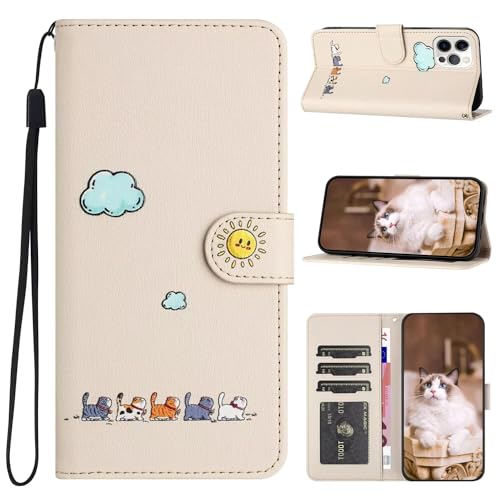 Beajew Handyhülle iPhone 12 Mini Hülle +2 Stück Schutzfolie, PU Leder Schutzhülle mit Kartenfach, Flip Case Klappbar Stoßfeste Hülle für iPhone 12 Mini, Off White Beajew Handyhülle iPhone 12 Mini Hülle +2 Stück Schutzfolie, PU Leder Schutzhülle mit Kartenfach, Flip Case Klappbar Stoßfeste Hülle für iPhone 12 Mini, Off White von Beajew