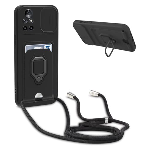 Beajew kompatibel mit Xiaomi Redmi Note 13 Pro 4G Schiebe Kameraschutz Silikon Handykette Hülle, Drehbarer Ständer mit Kartenfach Necklace Hülle, Verstellbarer Halskette Handyhülle, Schwarz Beajew kompatibel mit Xiaomi Redmi Note 13 Pro 4G Schiebe Kameraschutz Silikon Handykette Hülle, Drehbarer Ständer mit Kartenfach Necklace Hülle, Verstellbarer Halskette Handyhülle, Schwarz von Beajew