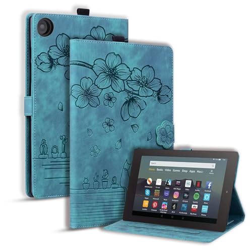 Beajew Hülle für Amazon Fire HD 10 (2017), mit Stifthalter, Trifold Ständer, Unterstützt Touch-ID,Flexible PU hülle,Schutzhülle PU Leder Folio Cover Case Würfel-Grün von Beajew