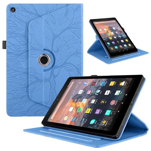 Beajew Hülle für Amazon Fire HD 10 (2021), 360°-Drehbarer-Ständer,Baum des Lebens Muster Dünner Ständer Stoßfeste Tablet Schutzhülle-Blau von Beajew