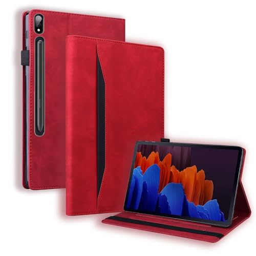 Beajew Hülle für Amazon Fire HD 10 (2023), mit Stifthalter, Unterstützt Touch-ID,PU Leder Folio Case Stoßfest mit Tasche und Auto Wake/Sleep Funktion, Multi-Winkel Ständer-Rot von Beajew