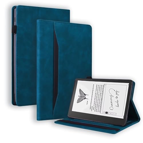 Beajew Hülle für Amazon Kindle Scribe 10.2 (2022), mit Stifthalter, Unterstützt Touch-ID,PU Leder Folio Case Stoßfest mit Tasche, Multi-Winkel Ständer,Intelligentes Schutzhülle-Blau von Beajew