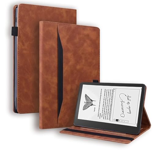 Beajew Hülle für Amazon Kindle Scribe 10.2 (2022), mit Stifthalter, Unterstützt Touch-ID,PU Leder Folio Case Stoßfest mit Tasche, Multi-Winkel Ständer,Intelligentes Schutzhülle-Braun von Beajew