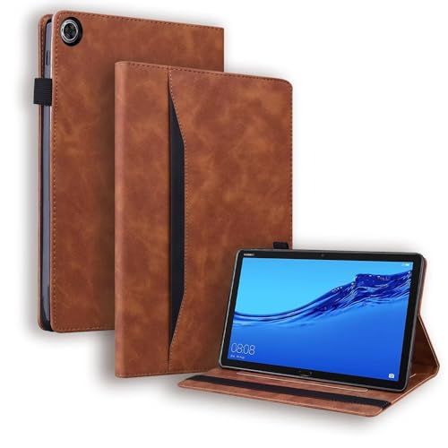 Beajew Hülle für Huawei MediaPad M5 Lite 8/Honor Pad 5 8, mit Stifthalter, Unterstützt Touch-ID,PU Leder Folio Case Stoßfest mit Tasche und Auto Wake/Sleep Funktion, Multi-Winkel Ständer-Braun von Beajew