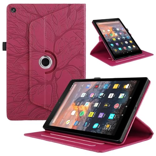Beajew Hülle für Xiaomi Pad 6S Pro 12.4, 360°-Drehbarer-Ständer,Baum des Lebens Muster Dünner Ständer Stoßfeste Tablet Schutzhülle-Rot von Beajew