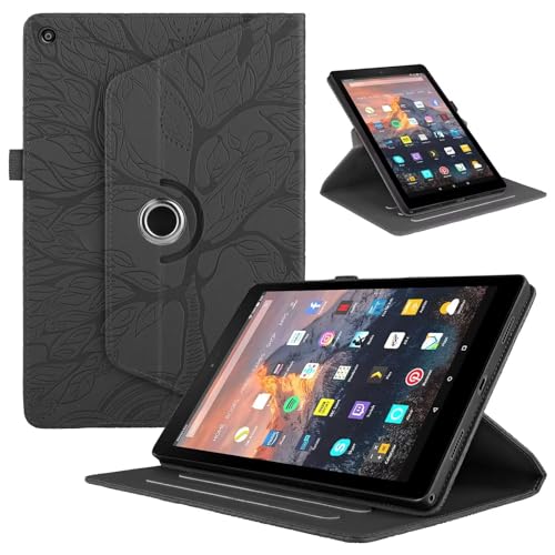 Beajew Hülle für Xiaomi Pad 6S Pro 12.4, 360°-Drehbarer-Ständer,Baum des Lebens Muster Dünner Ständer Stoßfeste Tablet Schutzhülle-Schwarz von Beajew