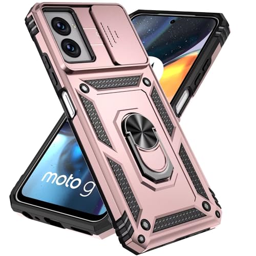Beajew Hülle für iPhone 12 Pro Max,2*Schutzfolie Schutzglas,Militär Robust Handyhülle,[Kameraschutz] [Ring Ständer],Case Kompatibel Mit Magnetischer Autohalterung-Roségold von Beajew