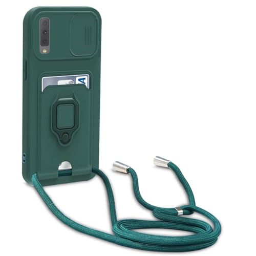 Beajew Handyhülle Hülle kompatibel mit Samsung Galaxy A7 2018, Slide kameraschutz, Handyhülle zum Umhängen Kette, 360 Grad Ringhalter Stand Kartenfach für Samsung Galaxy A7 2018, Dunkelgrün Beajew Handyhülle Hülle kompatibel mit Samsung Galaxy A7 2018, Slide kameraschutz, Handyhülle zum Umhängen Kette, 360 Grad Ringhalter Stand Kartenfach für Samsung Galaxy A7 2018, Dunkelgrün von Beajew