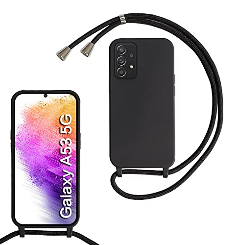 Beajew Silikon Handyhülle für Samsung Galaxy A53 5G Hülle mit Band, Silikon Necklace Handyhülle mit Abnehmbar Kordel zum Umhängen Stossfest Bumper Handy Schutzhülle, Schwarz Beajew Silikon Handyhülle für Samsung Galaxy A53 5G Hülle mit Band, Silikon Necklace Handyhülle mit Abnehmbar Kordel zum Umhängen Stossfest Bumper Handy Schutzhülle, Schwarz von Beajew