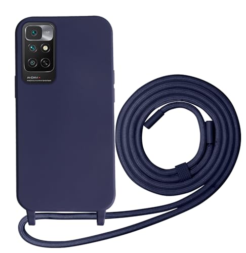 Beajew Silikon Handyhülle für Xiaomi Redmi Note 11 4G/Redmi Note 11S Hülle mit Band,Verstellbarer Halskette Handyhülle,Necklace Hülle mit Band, Handyhülle für zum Umhängen,[abnehmbar]-Dunkelblau von Beajew