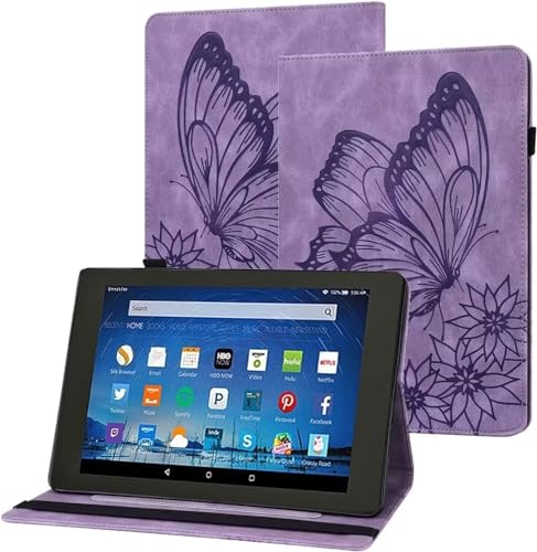 Beajew Universal Hülle für Amazon Fire HD 10 2017/2019 Tablet, Ständer Folio Schutzhülle für iPad Touchscreen, mit Ständer und Kartenfach-Lila von Beajew