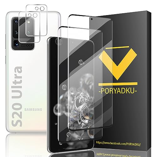 2+2 Für Samsung galaxy S20 Ultra glas folie Panzer Schutz, 2 Schutzfolie und 2 Linsenfolie, Unterstützen Fingerabdruck-ID, 9H Härte, Blasenfest Installation, 3D-Vollabdeckung, HD glas Für S20 Ultra von Beam Electronics