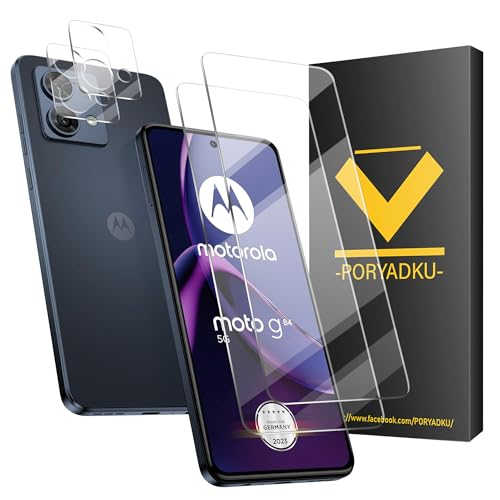 2+2 Stück Für Motorola Moto G84 5G Panzer Schutz Glas Folie 2 Stück+Kamera Schutzfolie 2 Stück, Fingerabdruck-ID Unterstützen, HD Clear Displayschutz Panzerfolie Für Motorola Moto G84-1 von Beam Electronics