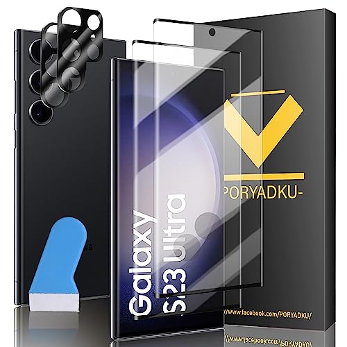 2+2 Stück Für Samsung Galaxy S23 Ultra 5G Panzer Schutz Glas Folie 2 Stück+Kamera Schutzfolie 2 Stück, Fingerabdruck-ID Unterstützen, HD Clear Displayschutz Schutzfolie für S23 Ultra von Beam Electronics