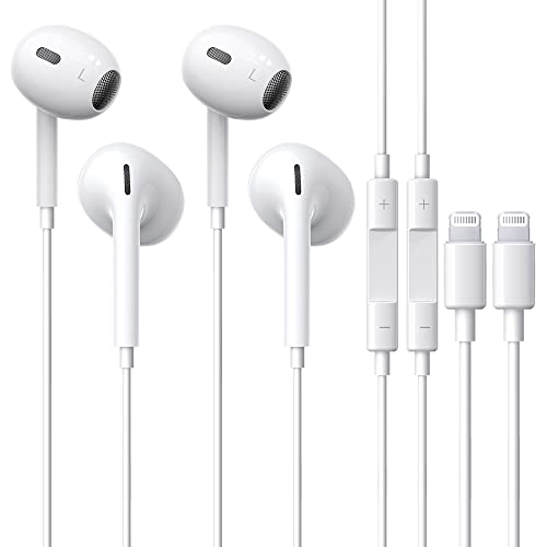 2 Pack Kabel Kopfhörer für iPhone [Apple MFi-Zertifiziert] In-Ear Kopfhörer HiFi Sound Ohrhörer Isolating Lightning Anschluss Kopfhörer mit Mikrofon für iPhone 14/13/12/11/XR/8 Unterstützt alle iOS von Beamingnet