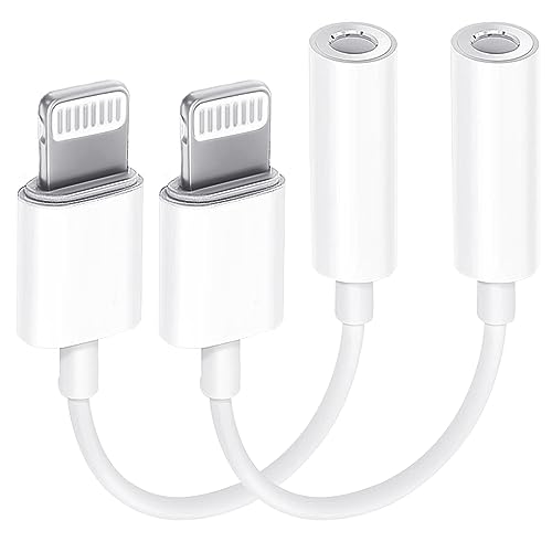 2 Pack Kopfhörer Adapter für iPhone [Apple MFi-Zertifiziert] Lightning to Jack 3.5mm Adapter Kopfhörer iPhone Aux Audio Cable Jack Zubehör Kompatibel mit iPhone 14/13/12/11/Xs/XR/X/8/7 für alle iOS von Beamingnet