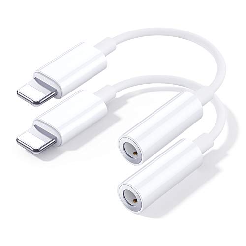 2 Pack iPhone Aux Adapter 【Apple MFi Zertifiziert】 Lightning auf Klinke Adapter Kopfhörer Adapter 3.5mm Audio Kabel Konverter 3,5‑mm-Kopfhöreranschluss Adapter für iPhone 14/13/12/11/X/XS Max/XR/8/7 von Beamingnet