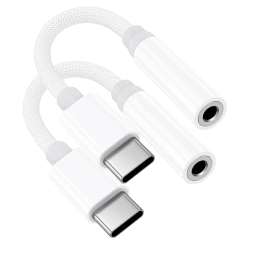 Adapter USB C auf Klinke 【Apple MFi Zertifiziert】 2 Stück USB C Aux Adapter USB C to 3.5mm Jack Kopfhörer Adapter Nylon Kompatibel mit iPhone 15/15 Plus/15 Pro/15 Pro Max, Galaxy S23 S22 S21 Ultra von Beamingnet