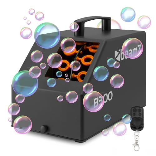 BeamZ B300 Seifenblasenmaschine mit Fernbedienung, 10.000 Bubbles pro Minute, 25 Watt, Bubble Machine mit Handgriff, Seifenblasen Hochzeit Machine, Effektmaschine Luftblasenmaschine, Schwarz von Beamz